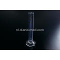 Cilinder meten met glazen zeshoekige basis met uitloop